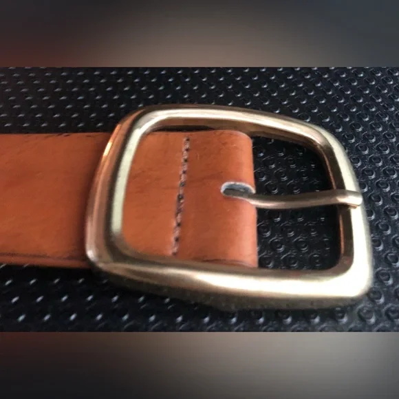 Brown Leather Western/BOHO Belt with Gold Buckle SZ L - Picture 6 of 7